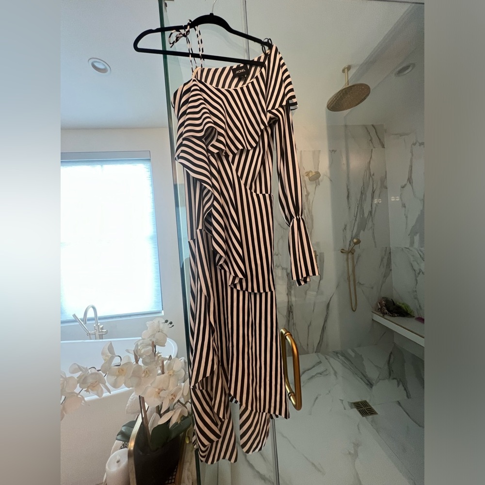 MONKL from ASOS small asymmetrical black and white midi-length dress